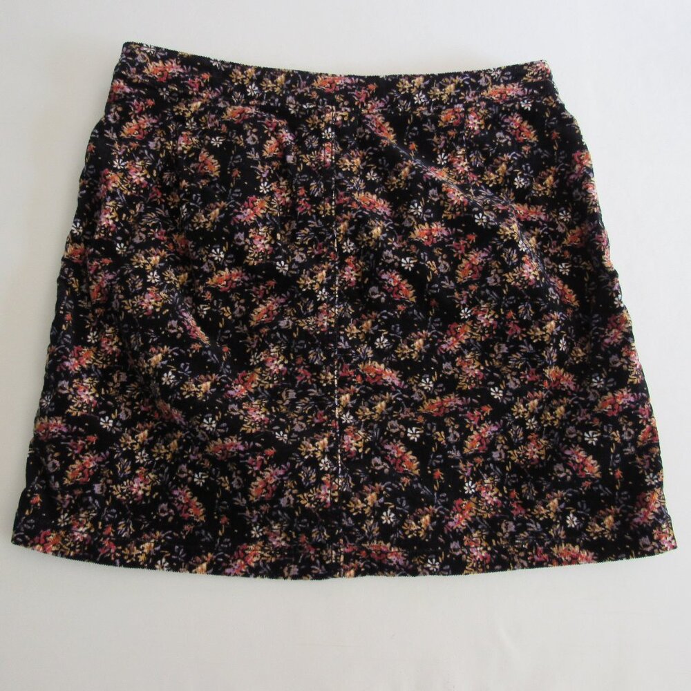Womens Mossimo Black Floral Corduroy Skirt Size 8 - Picture 2 of 7